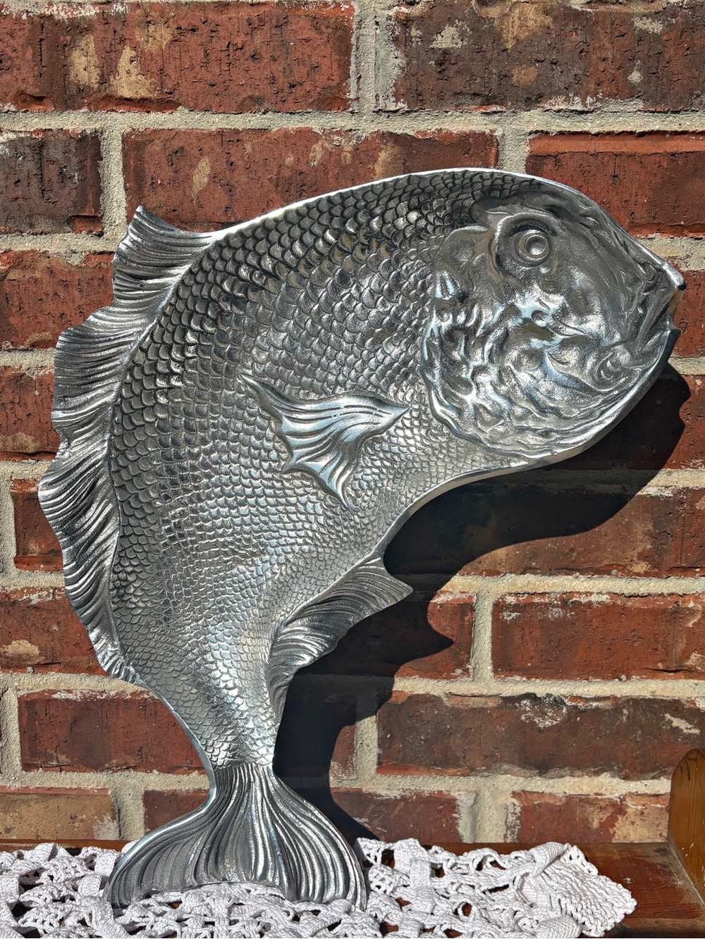 Silver Fish Decor Tray - Metallic Fish Accent for Aquatic-Themed Spaces